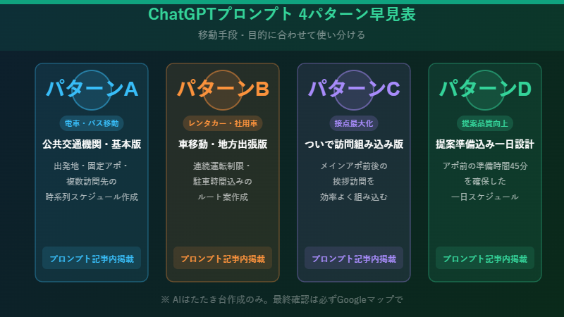 ChatGPTプロンプト4パターン