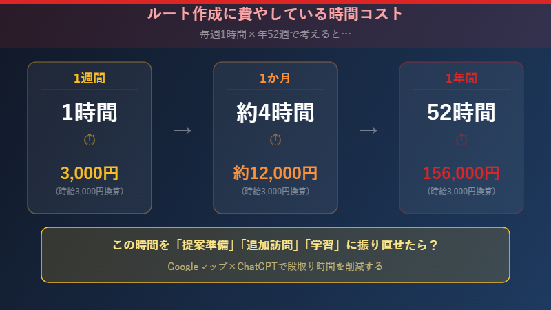 ルート作成の時間コスト可視化